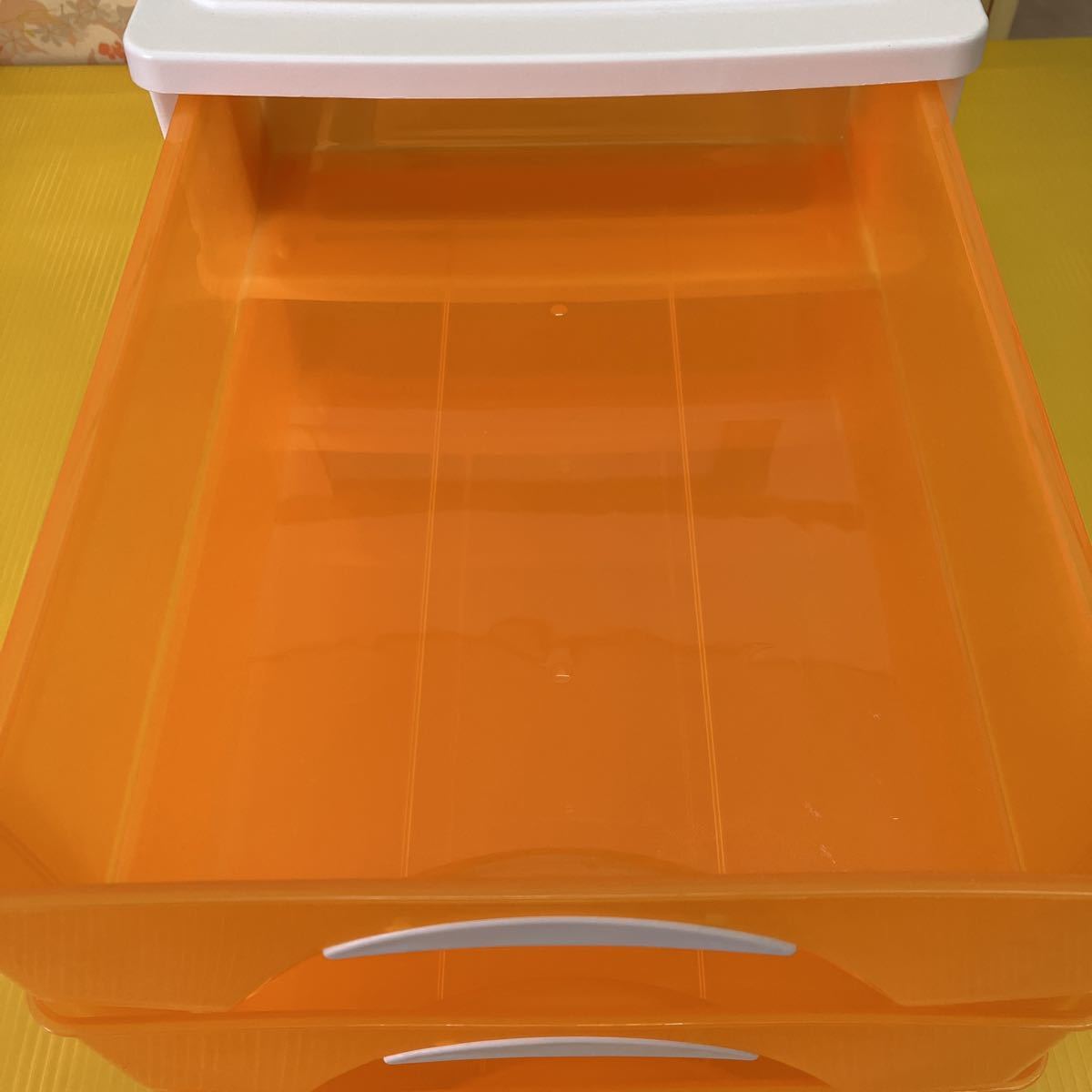 レトロポップ 収納ケース レターケース A4 3段 プラスチック 引き出し/オレンジ 白 かわいい/昭和レトロ ポー310_画像9