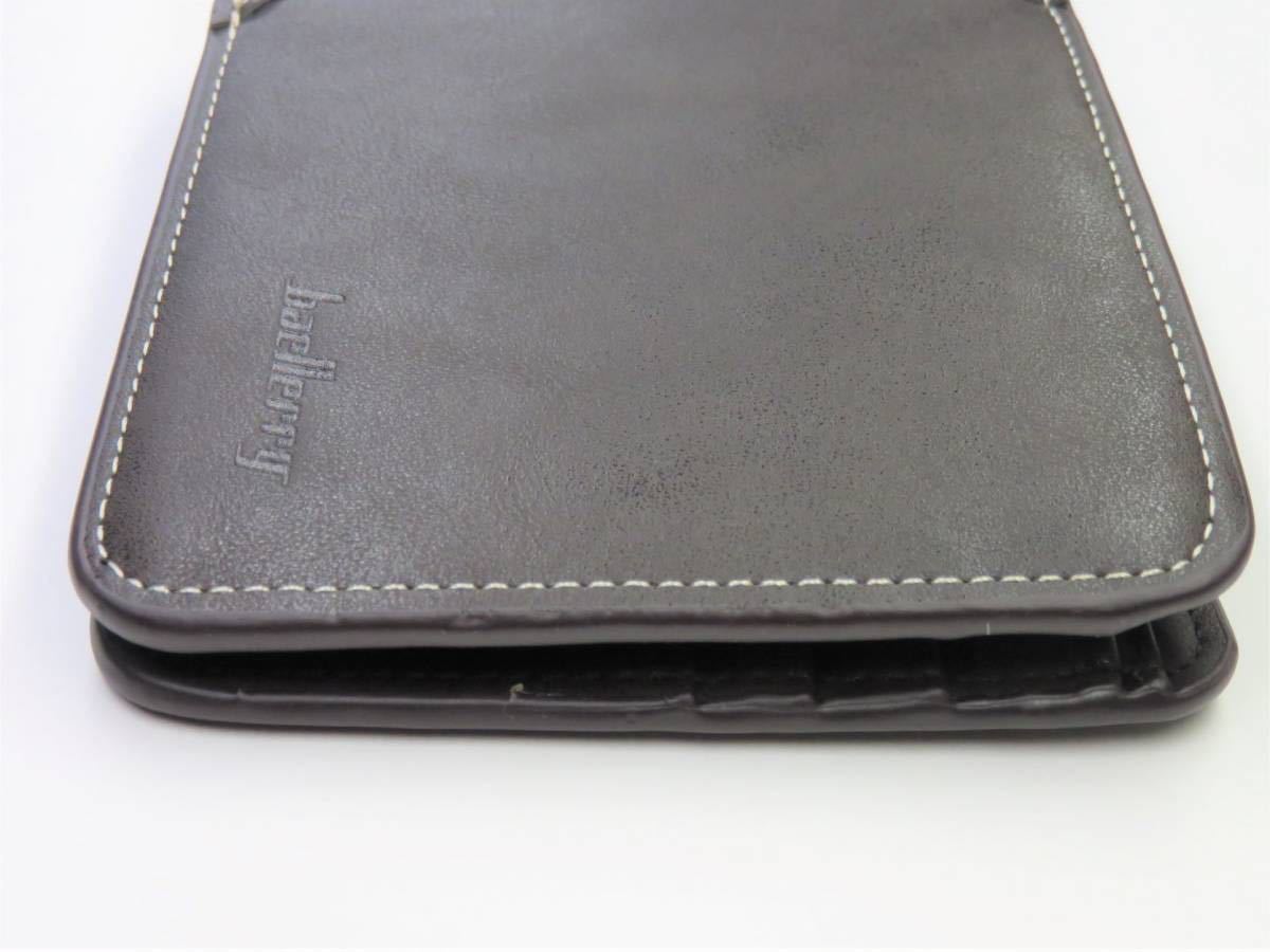 二つ折りメンズ財布、コンパクト男性財布、定期入れポケットあり、新品、当日発送（黒灰色）_画像7