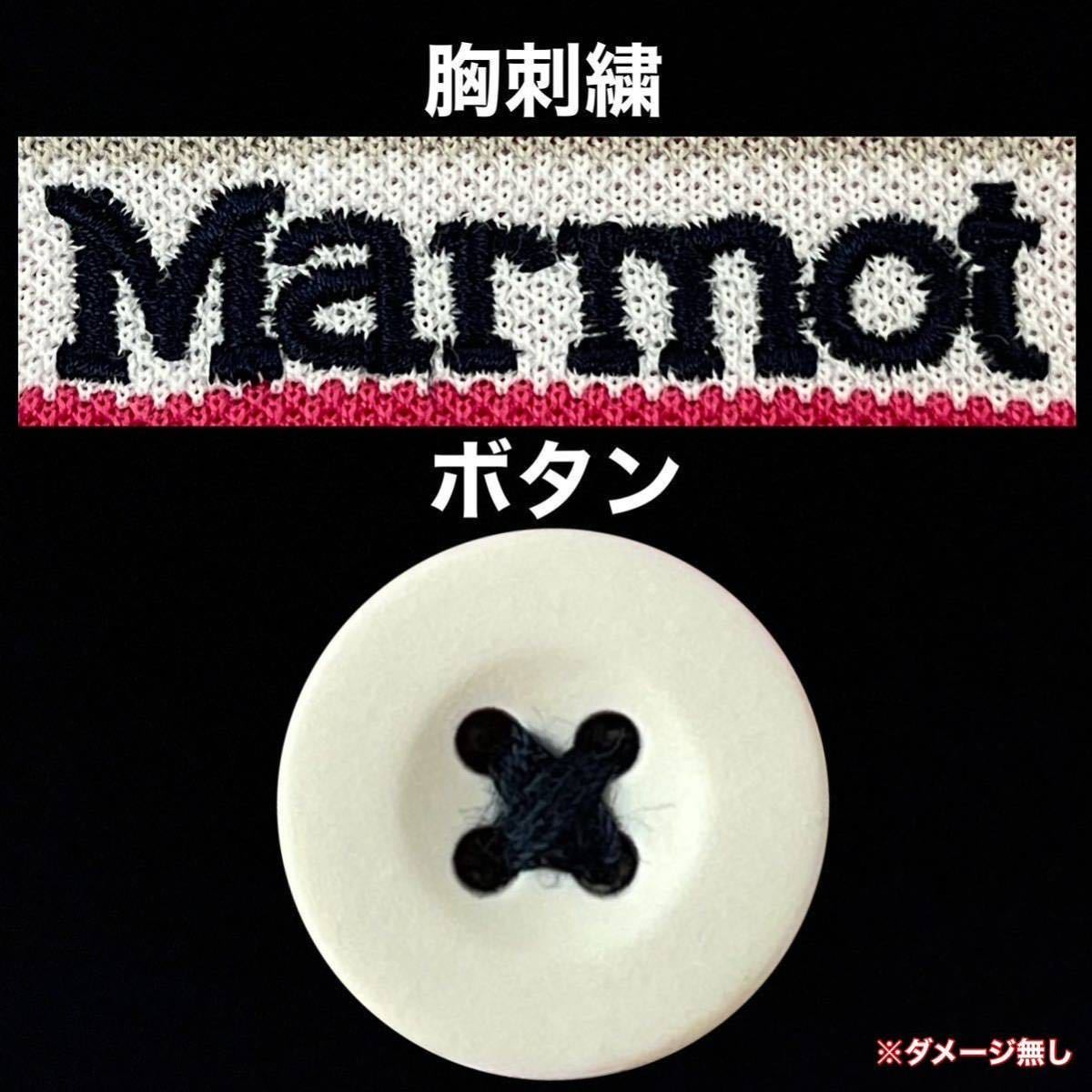 超美品 Marmot(マーモット)レディース ポロ シャツ L(T165.B85cm)半袖 使用2回 ピンク ホワイト ドライ アウトドア スポーツ (株)デサント