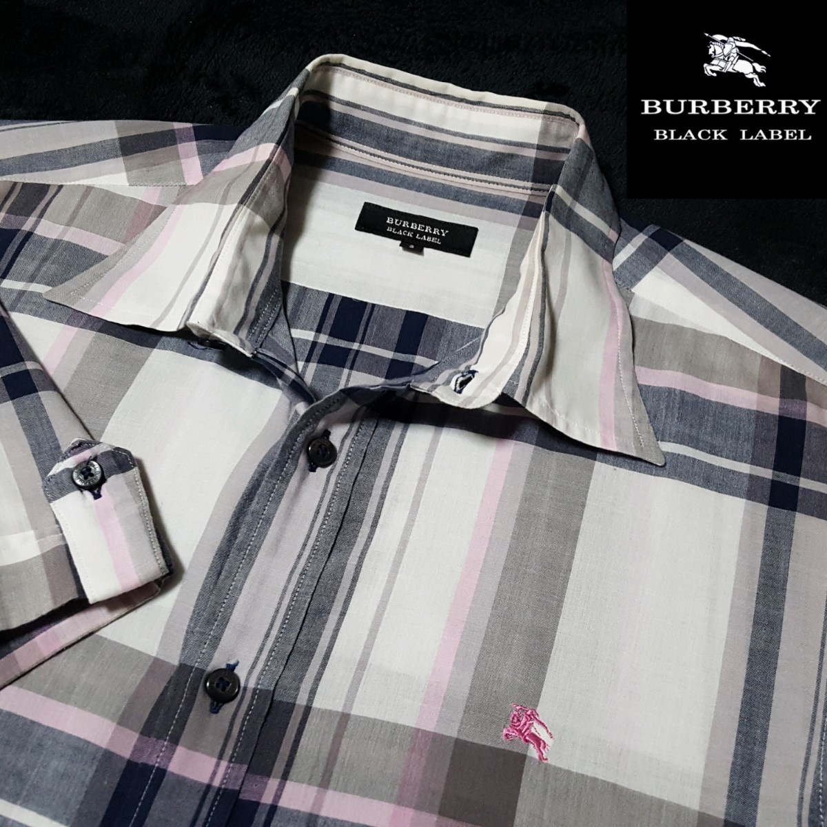 美品】BURBERRY BLACK LABEL バーバリーブラックレーベルホース刺繍袖