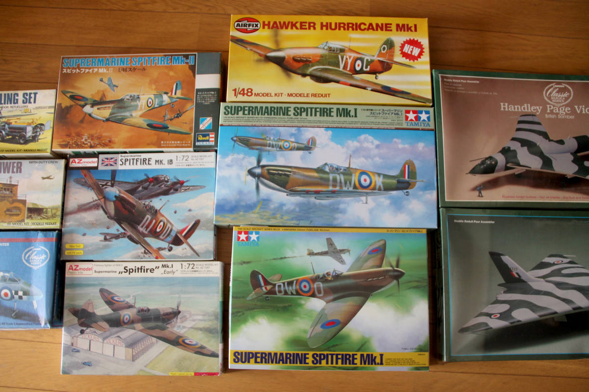 英国機まとめて出品 Lindberg:バルカン ビクター ハンター　AZモデル:Spitfire MkIb &“Early”　オータキ:Spitfire Mk.8　など全12 NCです_ハリケンMk.I タミヤ定番スピットファイア