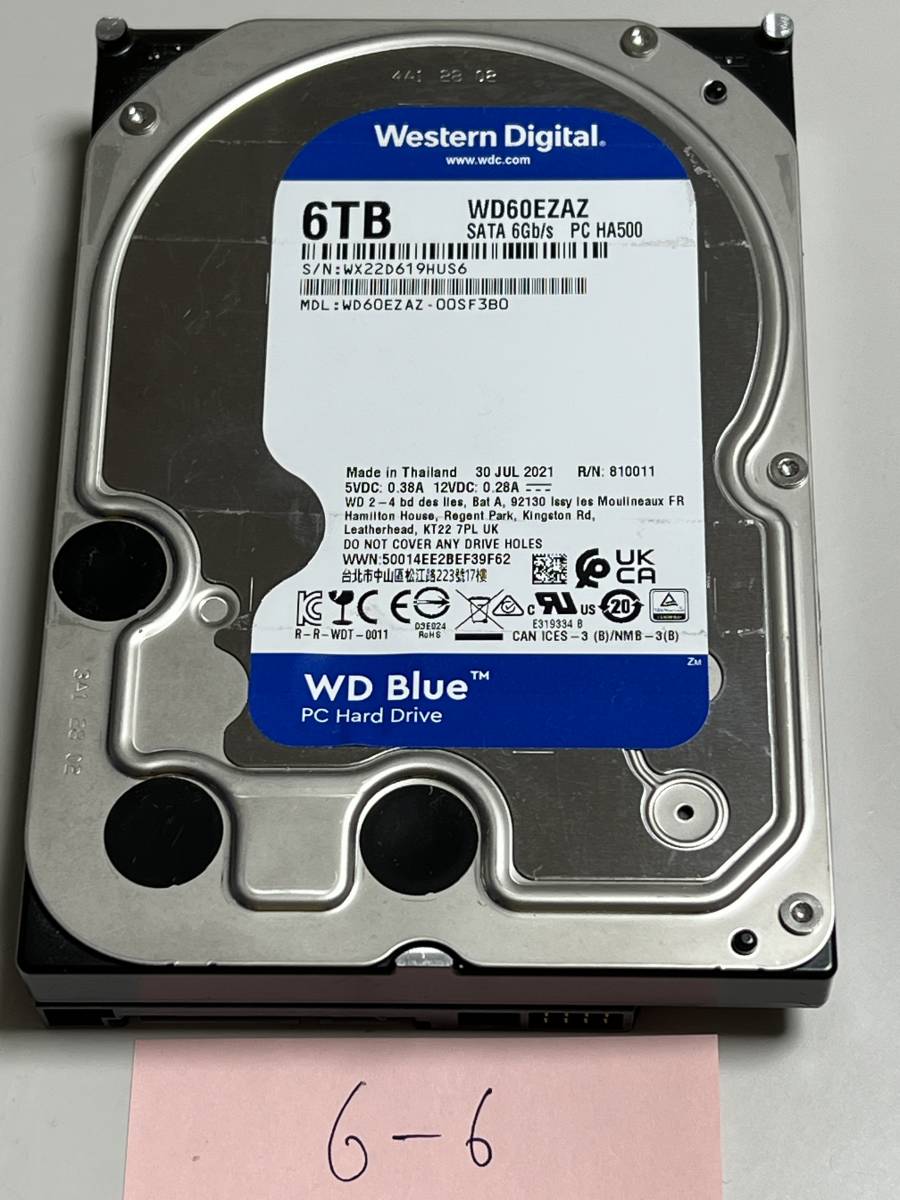 中古・送料無料】HDD 6TB 内蔵ハードディスクWestern Digital WD Blue