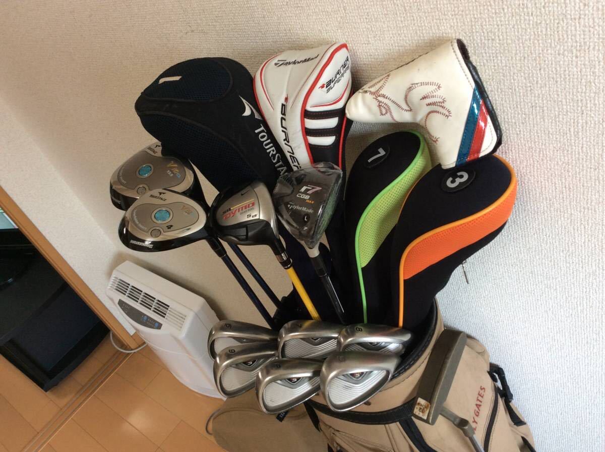     原文:絶対必見！超豪華TaylorMade、NIKE,TOURSTAGE、等名器揃いセット+PEARLYGATES　パーリーゲイツ　キャディバック+オマケ　美品