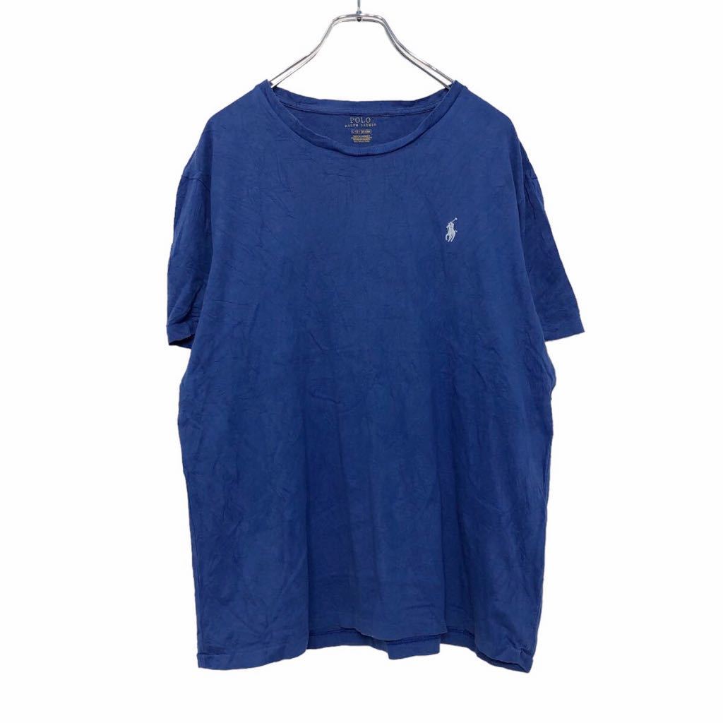 POLO 半袖 ロゴ Tシャツ L ブルー ホワイト ポロ ワンポイント 古着卸 アメリカ仕入 a508-5457_画像1