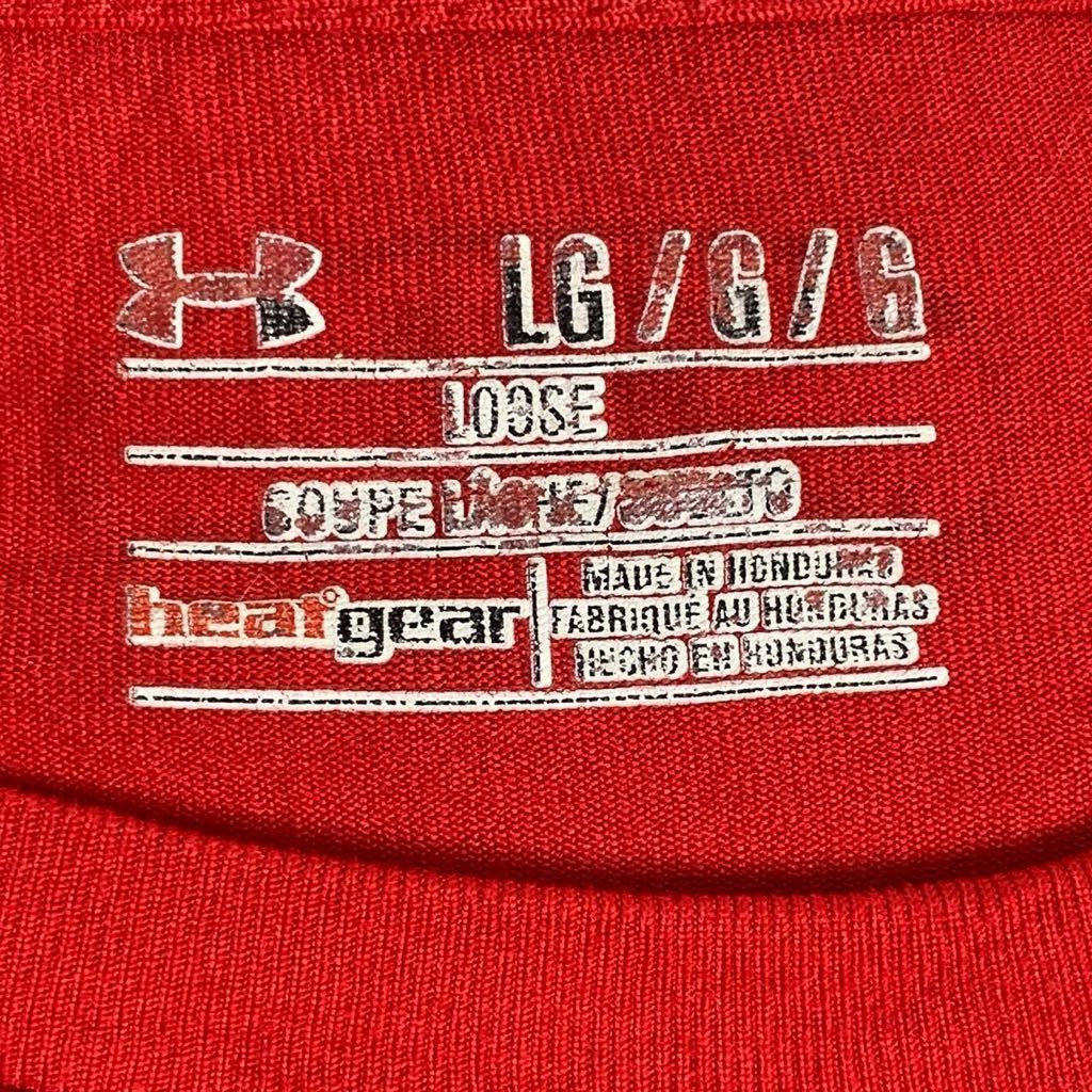 UNDERARMOR 半袖 ロゴ プリント Tシャツ L レッド ブラック アンダーアーマー スポーツ ストリート 古着卸 アメリカ仕入 a508-5907_画像7