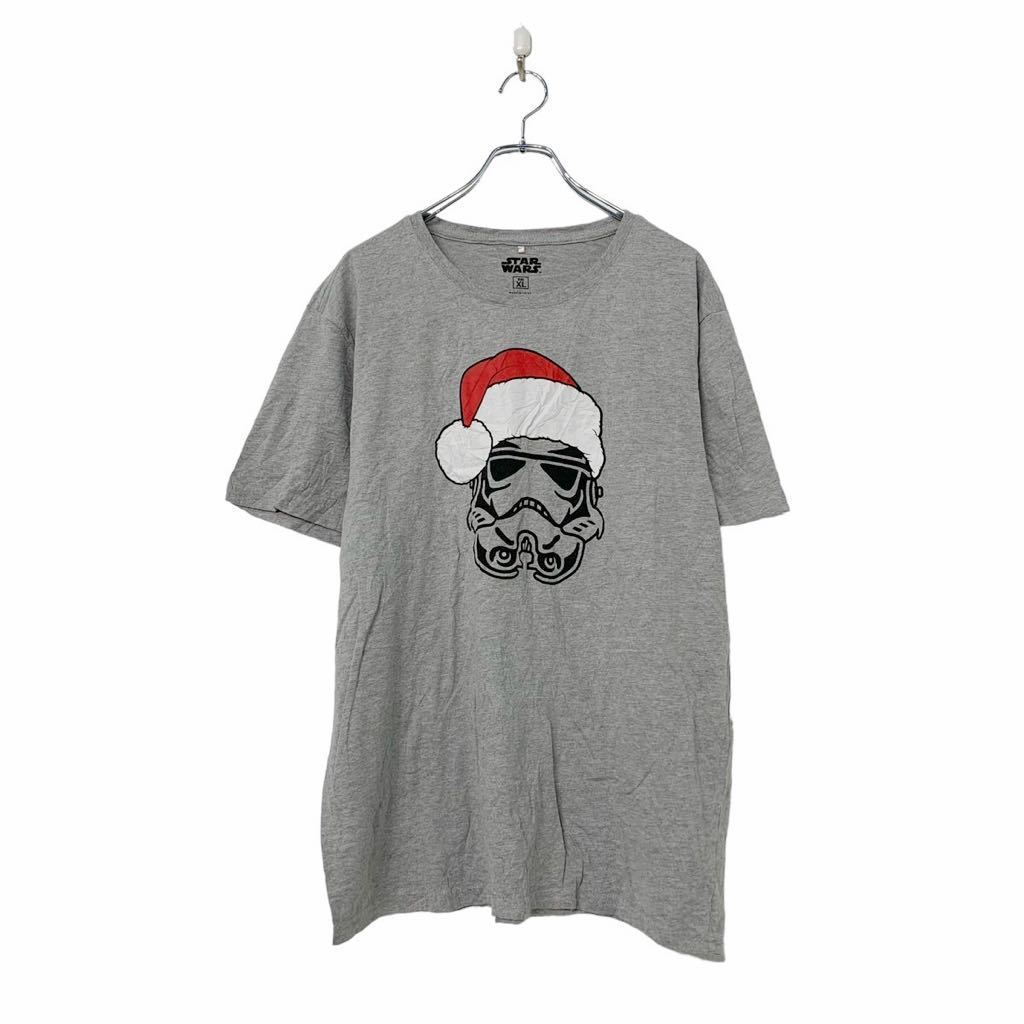 STARWARS 半袖 プリント Tシャツ XL グレー ホワイト スターウォーズ キャラクター クリスマス サンタ 古着卸 アメリカ仕入 a508-5987_画像1