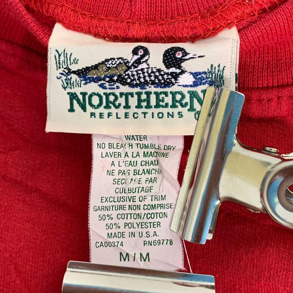 NORTHERN スウェット トレーナー レディース M レッド グリーン ハート NR ロゴ 胸元 肉厚 古着 古着卸 アメリカ仕入 a508-6532_画像7