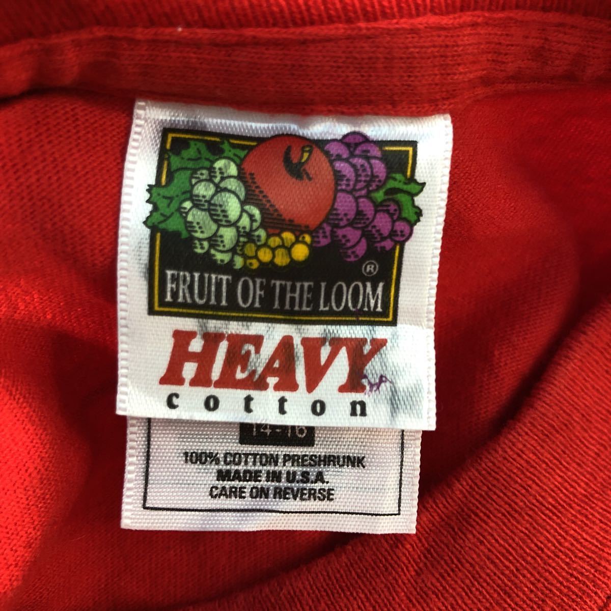 FRUIT OF THE LOOM 半袖 プリントTシャツ 14-16 140～ レッド ホワイト キッズ アメリカ製 古着卸 アメリカ仕入 a508-5014_画像7