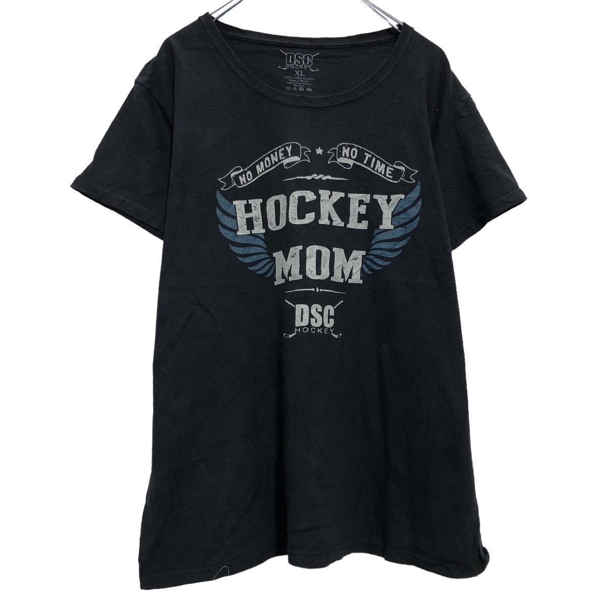 DSC hockey 半袖 プリントTシャツ XL ブラック ホワイト アイスホッケー 古着卸 アメリカ仕入 a508-5360_画像1