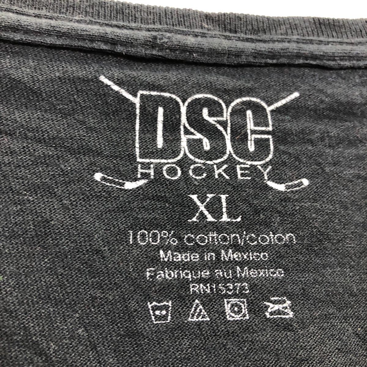 DSC hockey 半袖 プリントTシャツ XL ブラック ホワイト アイスホッケー 古着卸 アメリカ仕入 a508-5360_画像7