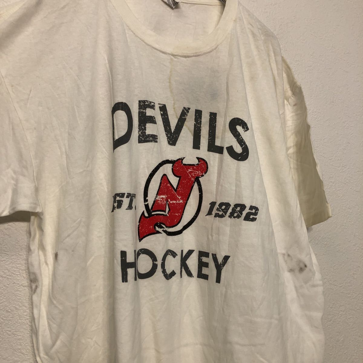 anvil 半袖 プリントTシャツ XL ホワイト レッド グレー ブラック アンビル DEVILS HOCKEY 古着卸 アメリカ仕入 a508-5467_画像4