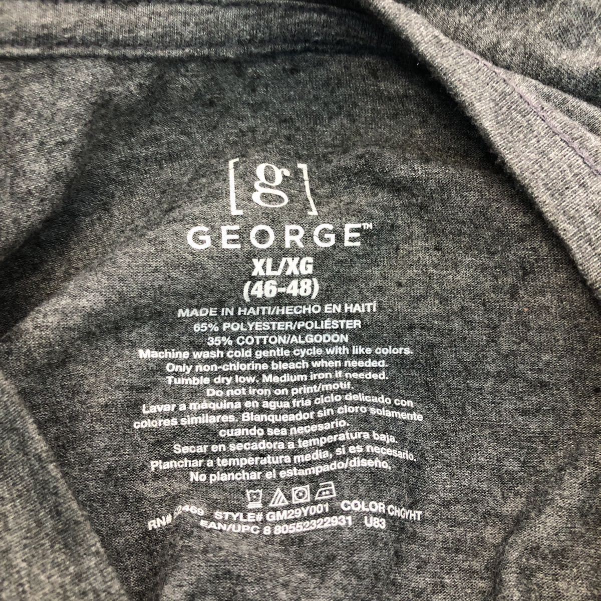 GEORGE 半袖 無地 Tシャツ XL グレー ジャージ シンプル 古着卸 アメリカ仕入 a508-5584_画像7