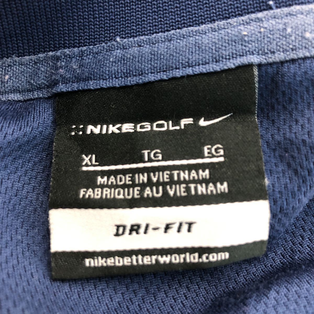 NIKE GOLF 半袖 ロゴ ポロシャツ XL ネイビー ナイキゴルフ スポーツ 古着卸 アメリカ仕入 a508-5662の画像7