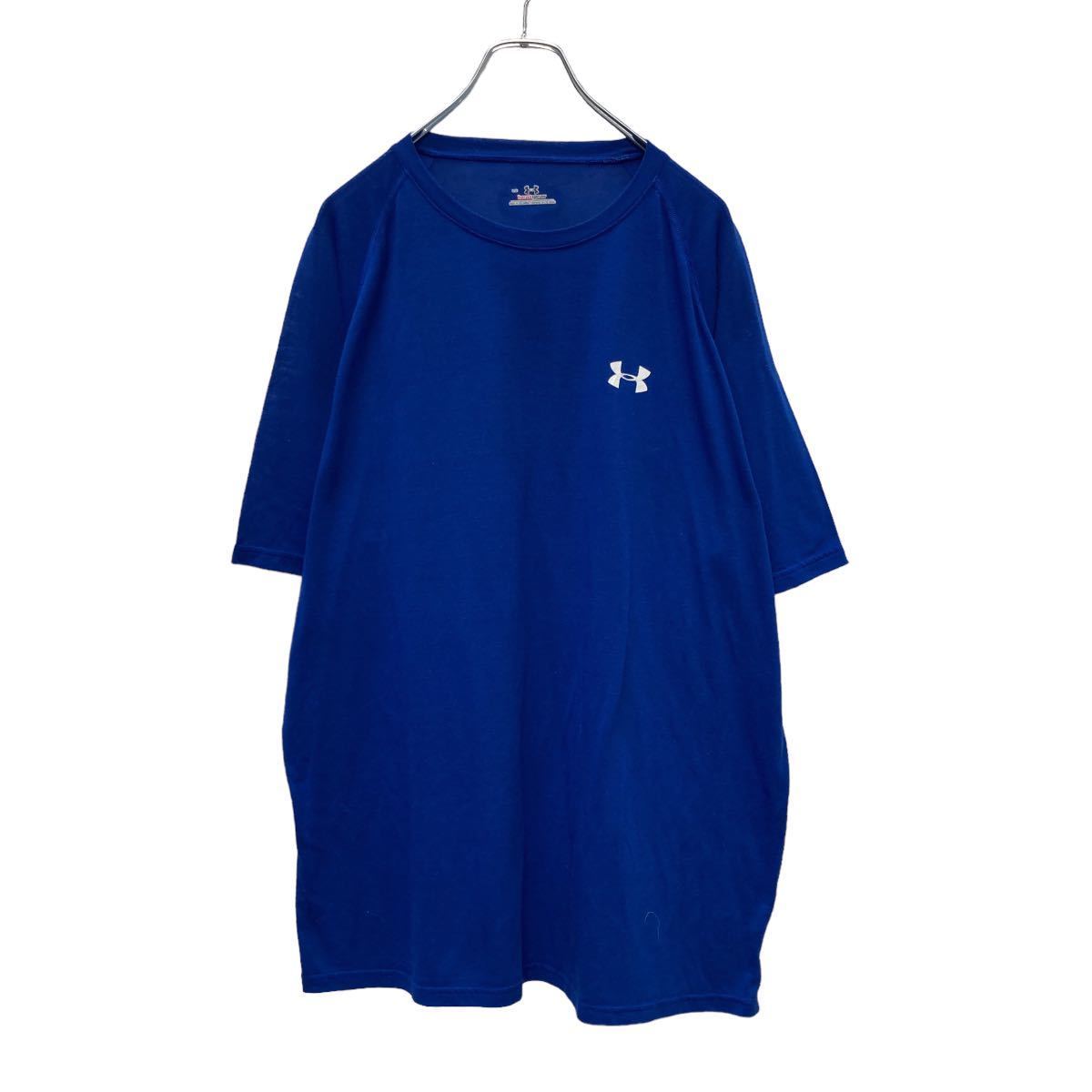 UNDER ARMOUR 半袖 ロゴ Tシャツ L ブルー ホワイト アンダーアーマー ワンポイント スポーツ 薄手 古着卸 アメリカ仕入 a508-5620_画像1