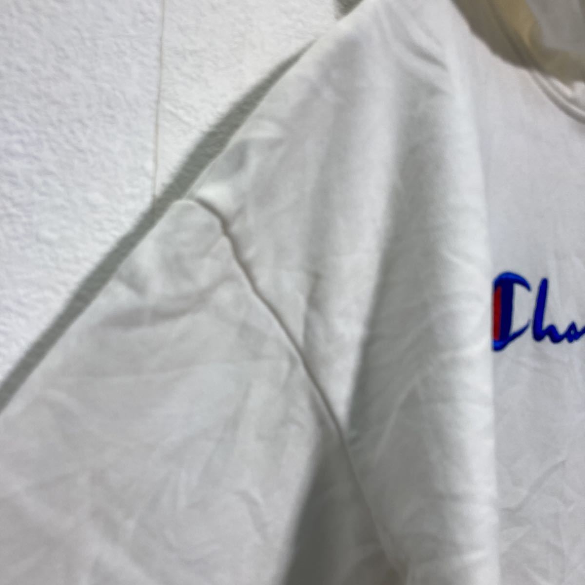 Champion スウェット パーカー レディース XL ホワイト チャンピオン ロゴ クロップ丈 フーディー 裏起毛 古着卸 アメリカ仕入 a508-6163_画像4