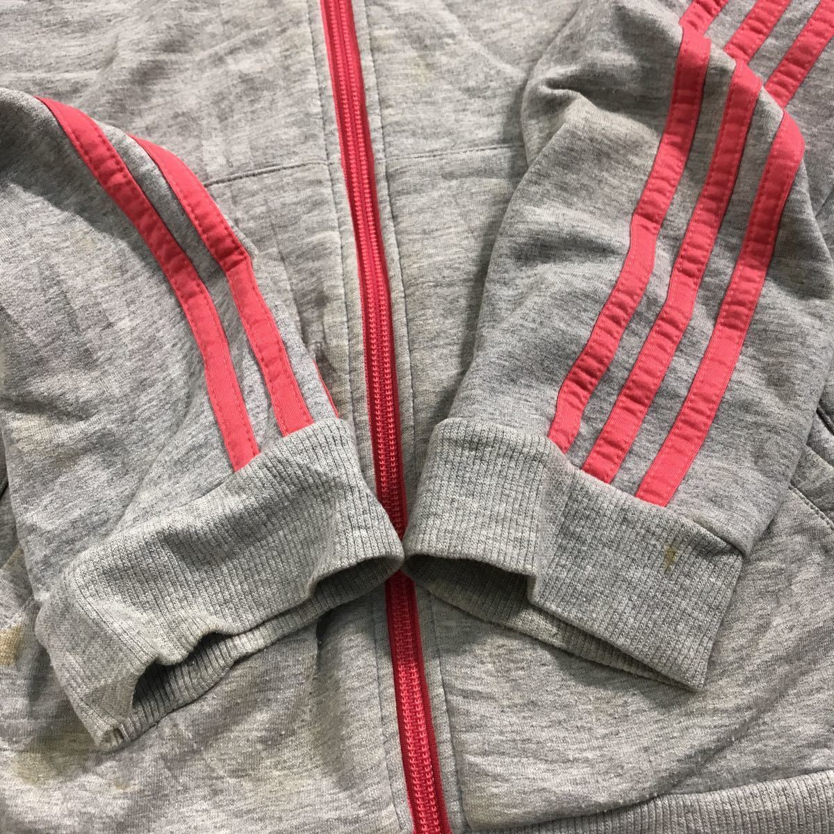 adidas Logo тренировочный футболка женский L серый розовый Adidas Zip выше б/у одежда . America скупка a508-6294