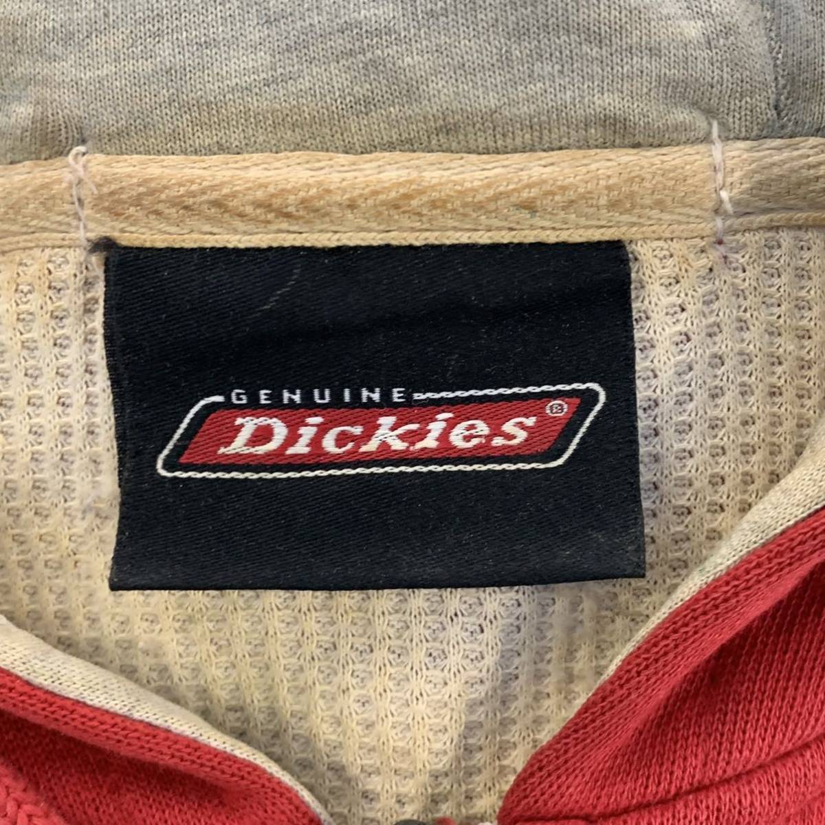 Dickies ジップアップ スウェット ロゴ 刺繍 パーカー フーディー XL~ レッド ディッキーズ 大きめ 古着卸 アメリカ仕入 a508-6711_画像7