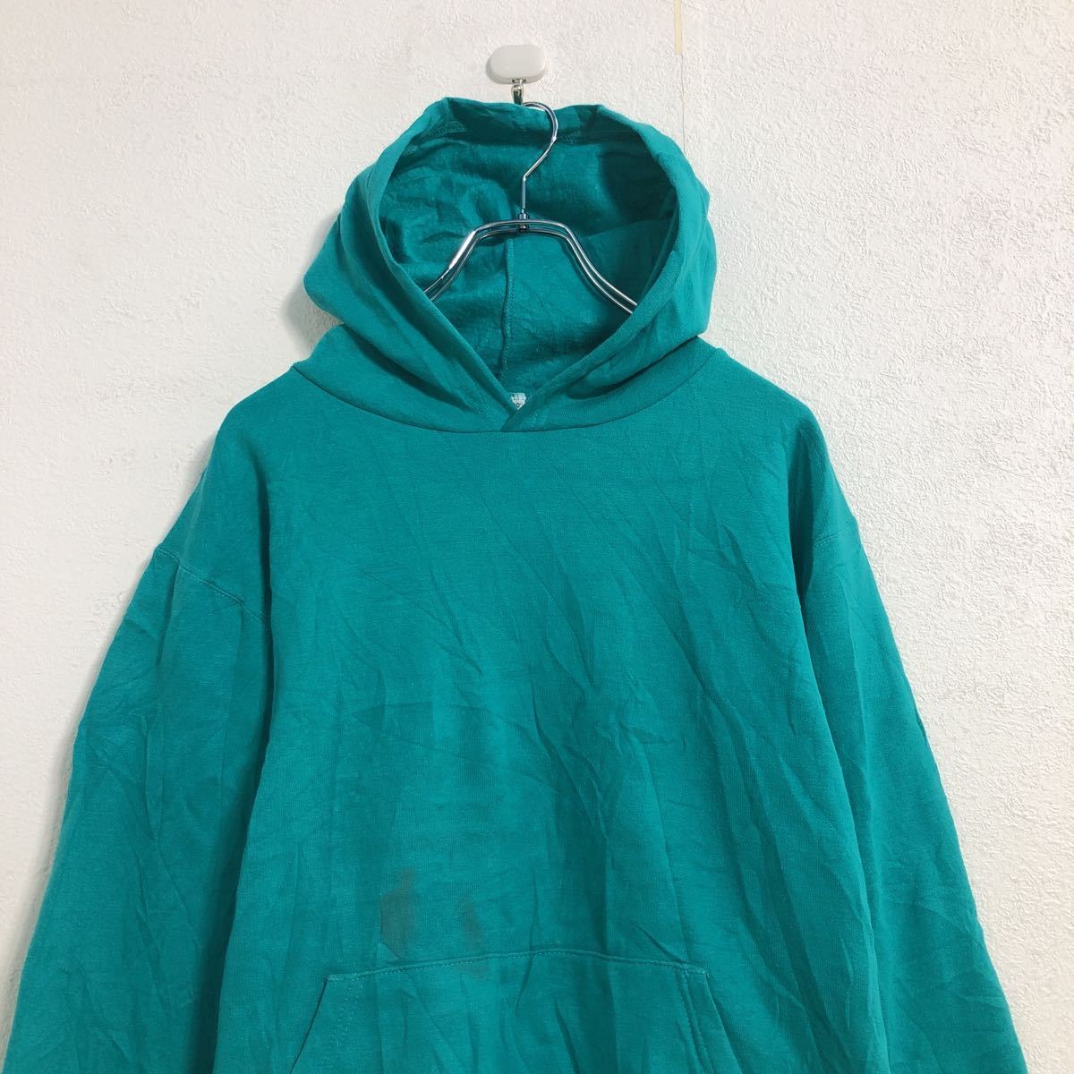 champion Logo sweat Parker YXL green Champion reverse side nappy f-ti pocket Junior size old clothes . America buying up a508-7155