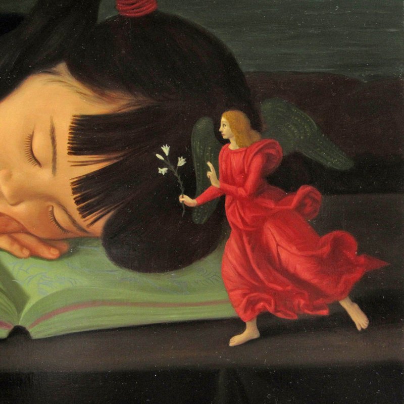 GINZA絵画館】渡部 満 油絵１０号「うたた寝の由希子」人気作家１点