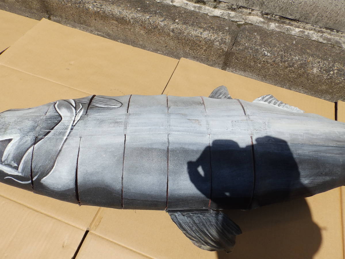 魚種不明 ハンドメイド 魚模型 魚長103cm 全長120cm 中古！ _画像8