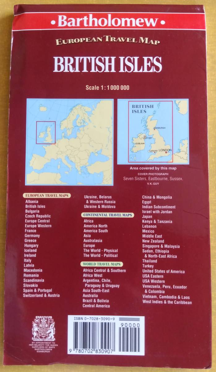 地図　「ヨーロッパ旅行地図　イギリス諸島」　100万分の１　英語版　バーソロミュー社_画像2