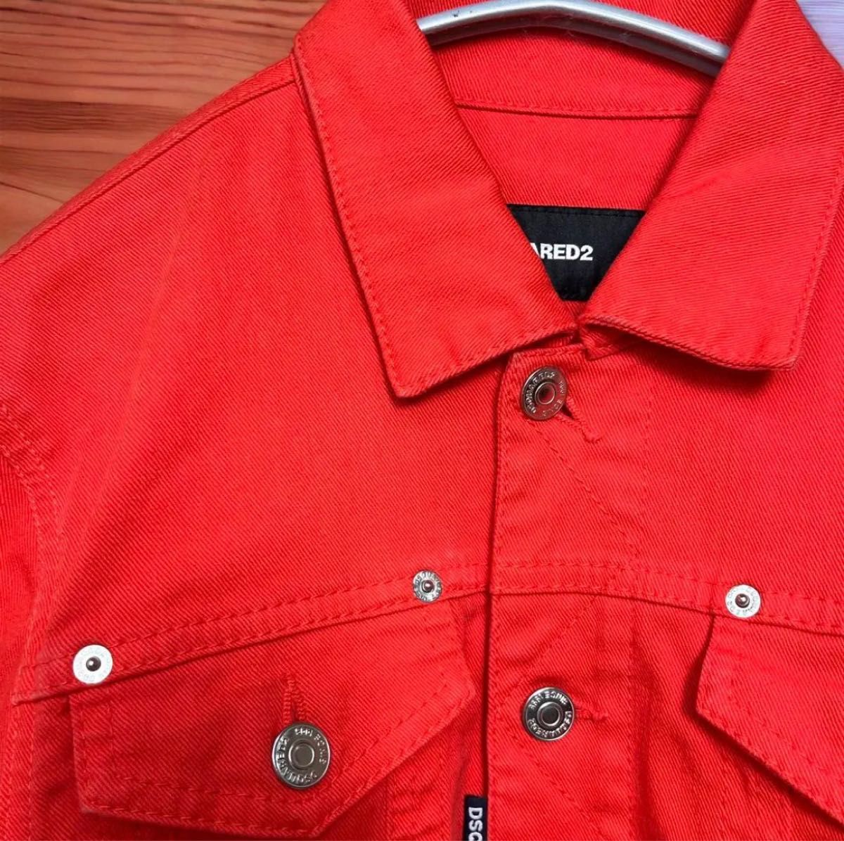 美品目立つレア色 2 デニムジャケット レッド 赤 サイズ