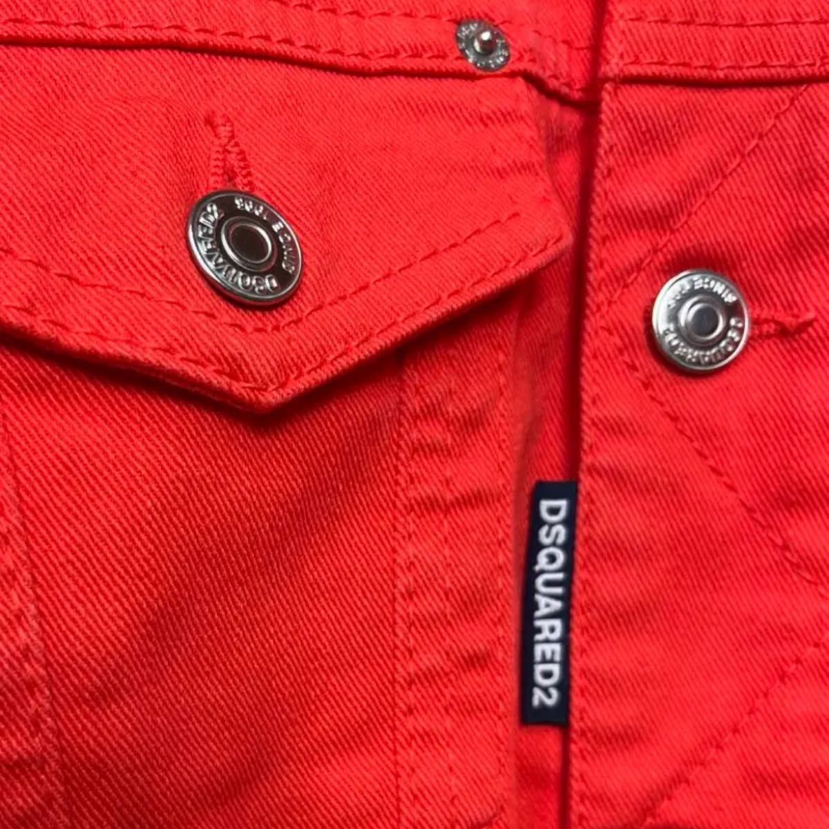 美品目立つレア色 2 デニムジャケット レッド 赤 サイズ