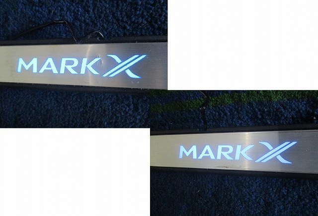 ♪マークX GRX120 純正 スカッフプレート 4点セット ロゴ ブルーイルミネーション入り（フロントのみ)_画像7