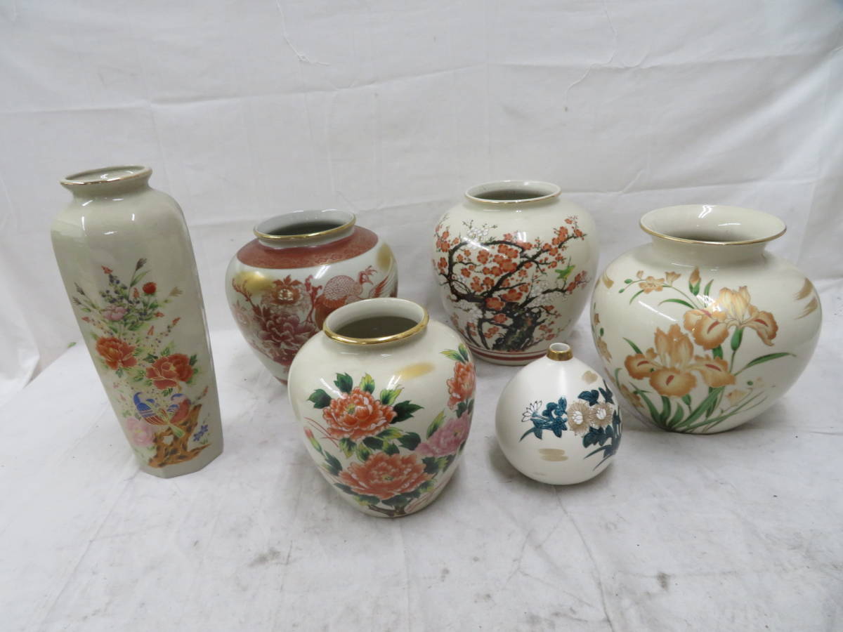 F-482☆九谷焼まとめて☆壺・花瓶・花器等☆陶月・陶泉他☆中古品