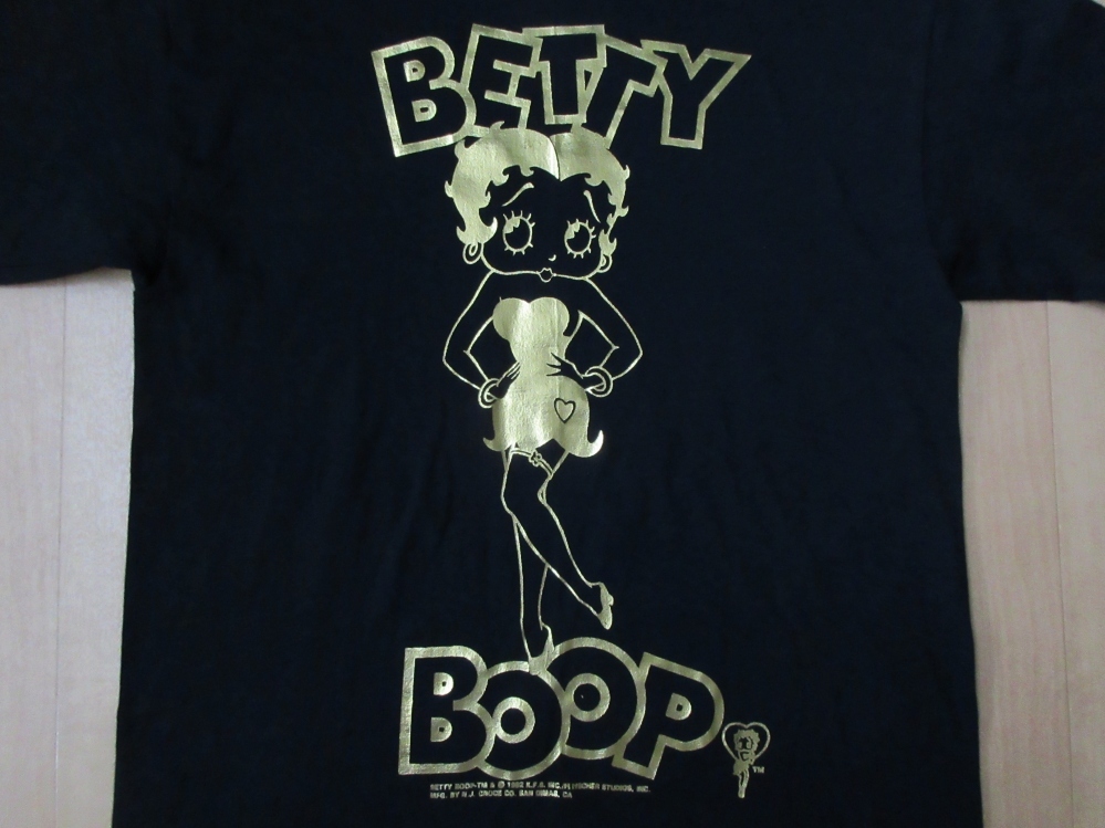 ブランド雑貨総合 金 ブラック M黒 Tシャツ プリント ゴールド Boop