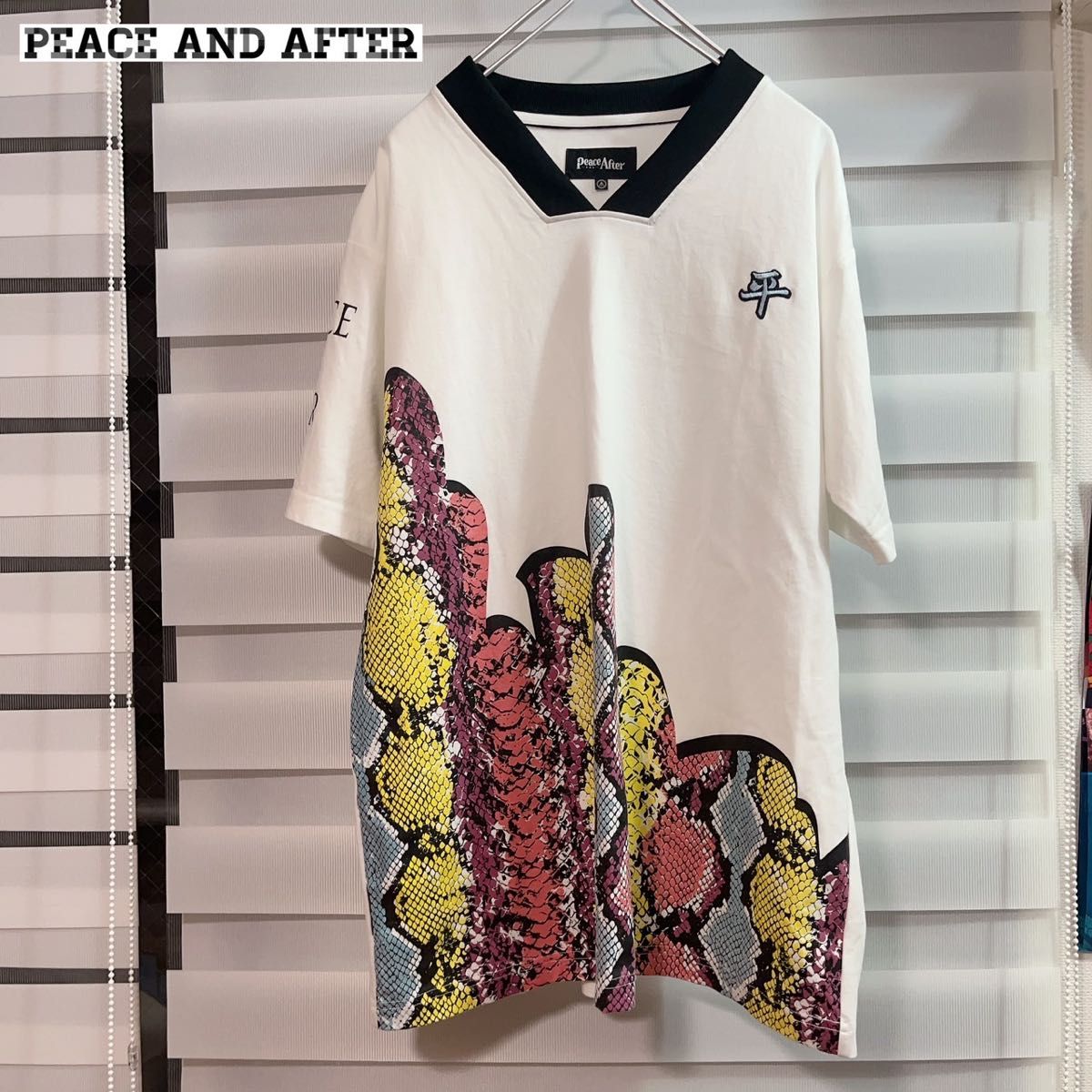 【美品】Peace and After 半袖　パイソン　刺繍　平　ロゴTシャツ