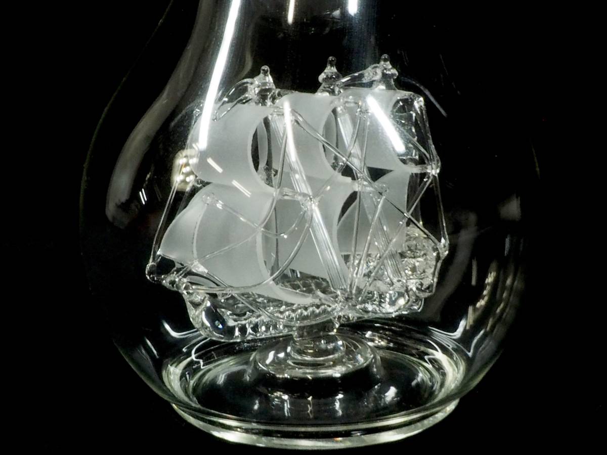 職人が卓越した技術により丹精こめて手作りした一品！ビンテージ ガラス酒器 帆船のガラス細工が素敵な洋酒デキャンタ HKS508_画像10