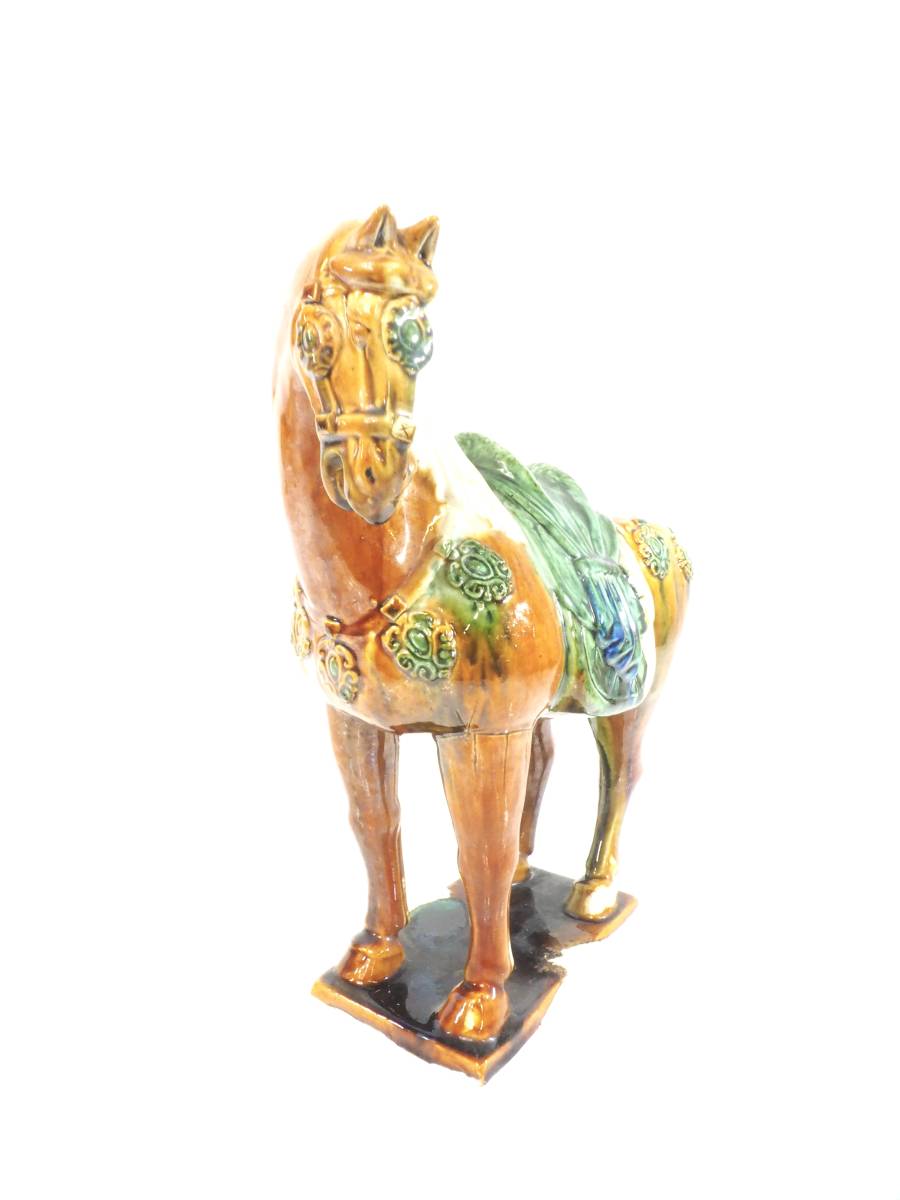  lead .. was decorated with beautiful three . horse. ceramics ornament! China old fine art Tang three . horse ornament 1980 period width 26cm depth 11cm height 26.5cm HKS508