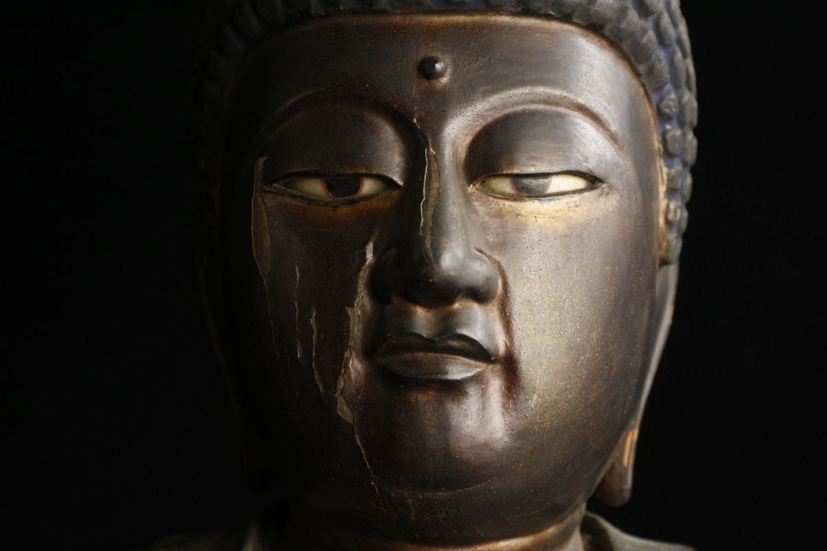 LIG江戸期 木彫 玉眼 釈迦如来坐像 特大㎝ 時代仏教美術 寺院引取