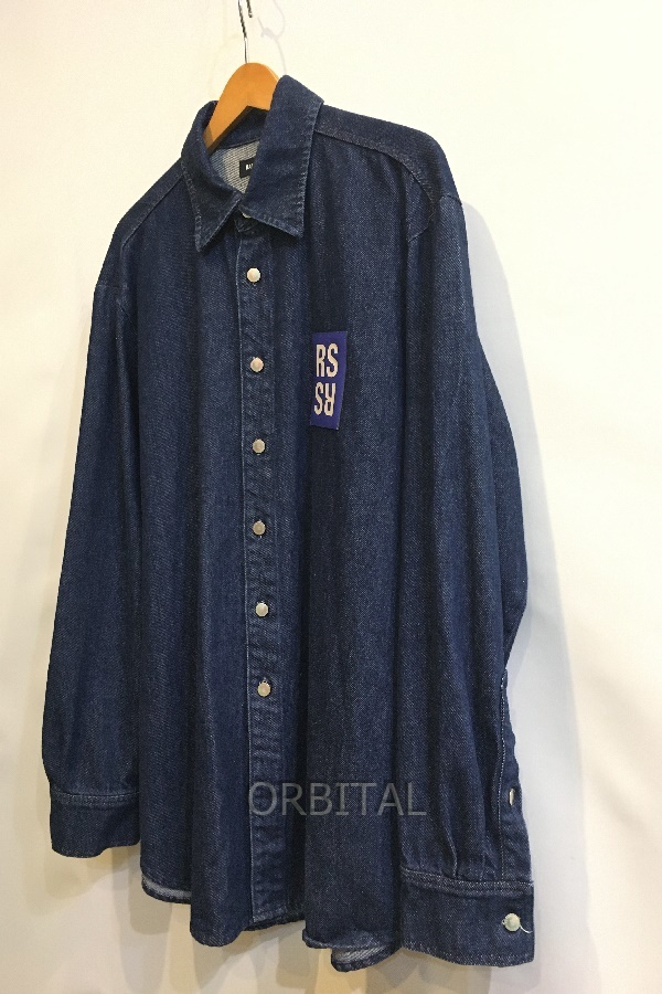 二子玉) RAF SIMONS ラフシモンズ 21AW Staight fit denim shirt RSロゴパッチ デニムシャツジャケット メンズ S 正規_画像6