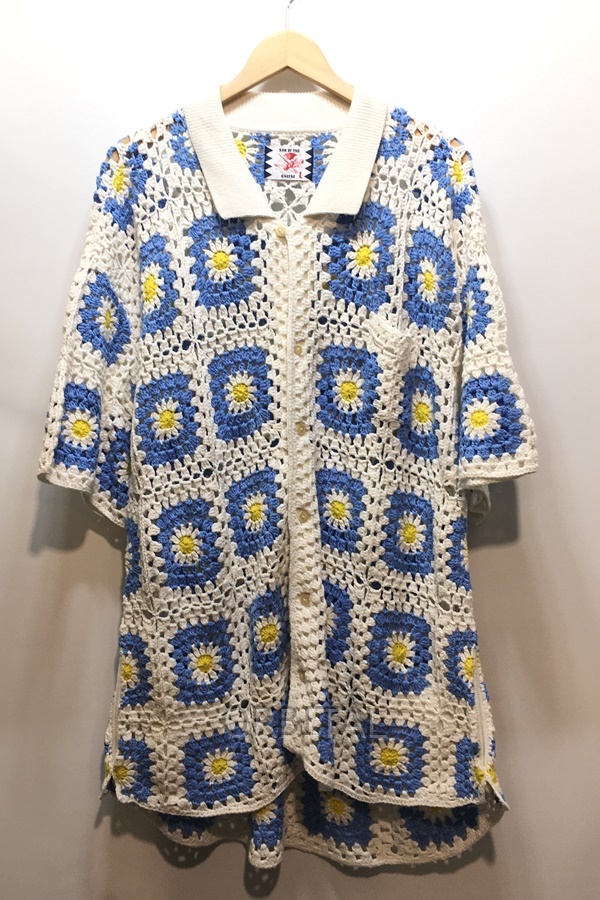 経堂) SON OF THE CHEESE サノバチーズ Flower Knit Shirt フラワー ニット シャツ メンズ L SC2310-KN05 23SS 定価30,800-