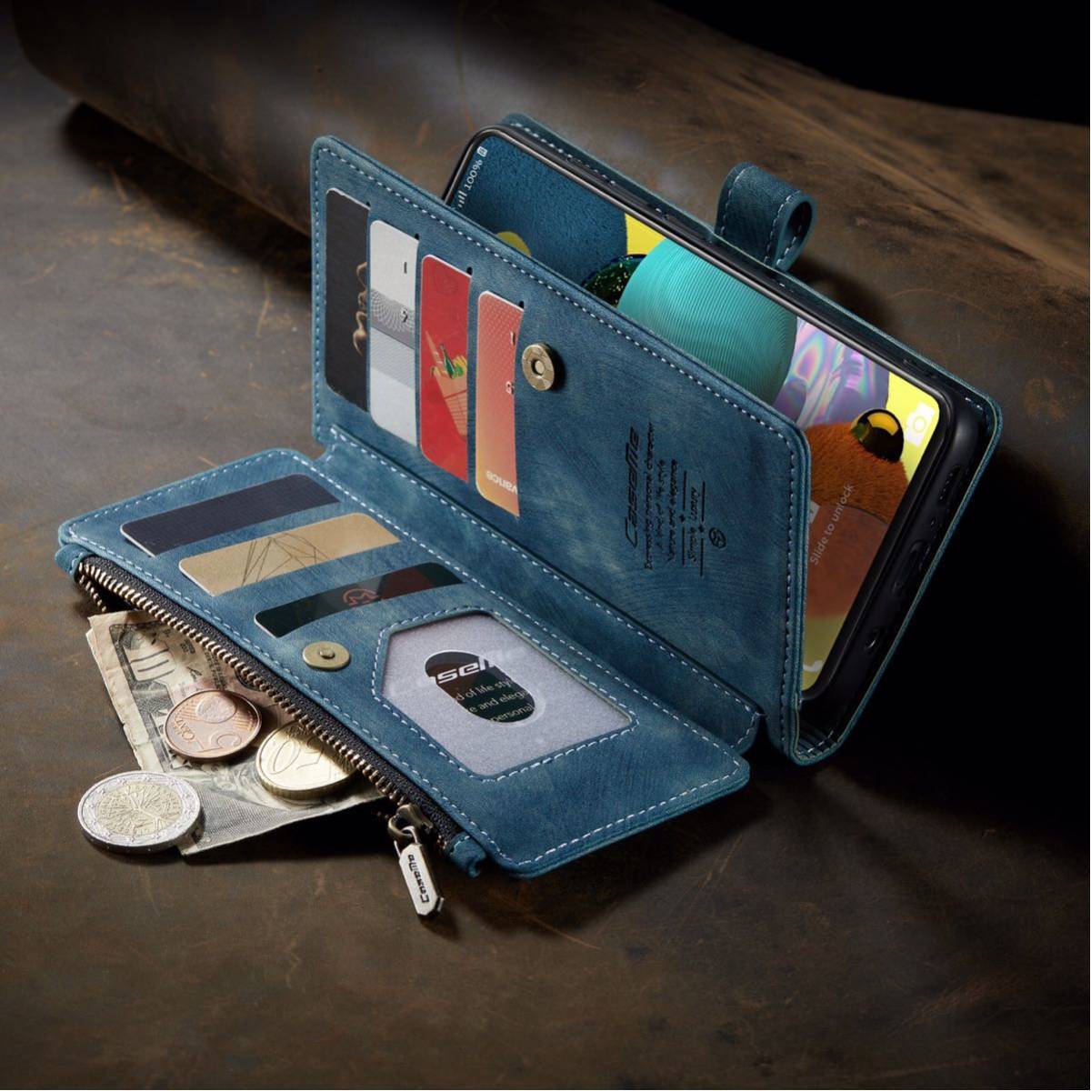 Galaxy A51 レザーケース ギャラクシー A51 ケース SCG07 SC-54A カバー カード収納 手帳型 お財布付き ブルーの画像9