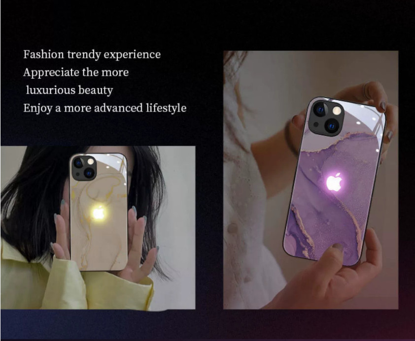  arrival shines iphone12/iphone12Pro case iPhone 12 Led Logo light shines Logo light up Logo case lighting cover strengthen glass back cover 