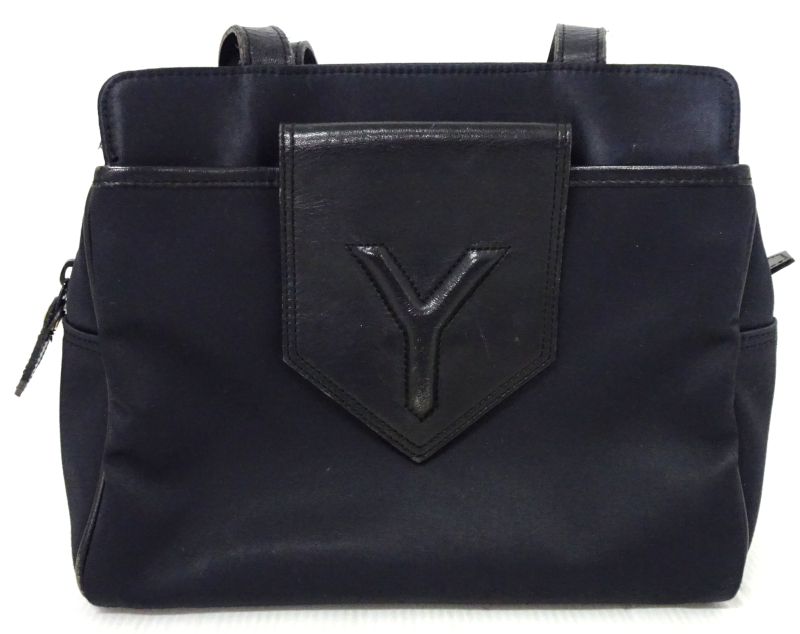 想像を超えての YVES SAINT ブラック 黒 ナイロン レザー ショルダー
