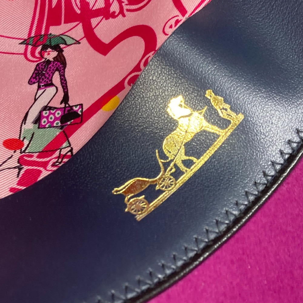 HERMES エルメス シルクイン ロングブリム 帽子 ハット帽 リボン ハット ウール パープル レディース【中古】美品_画像7