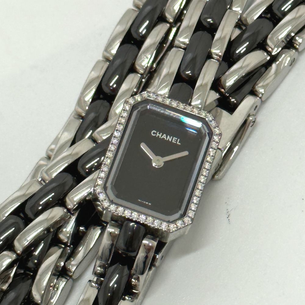 CHANEL Chanel H3058 Premiere Triple bracele bezel diamond wristwatch SS black lady's [ used ]