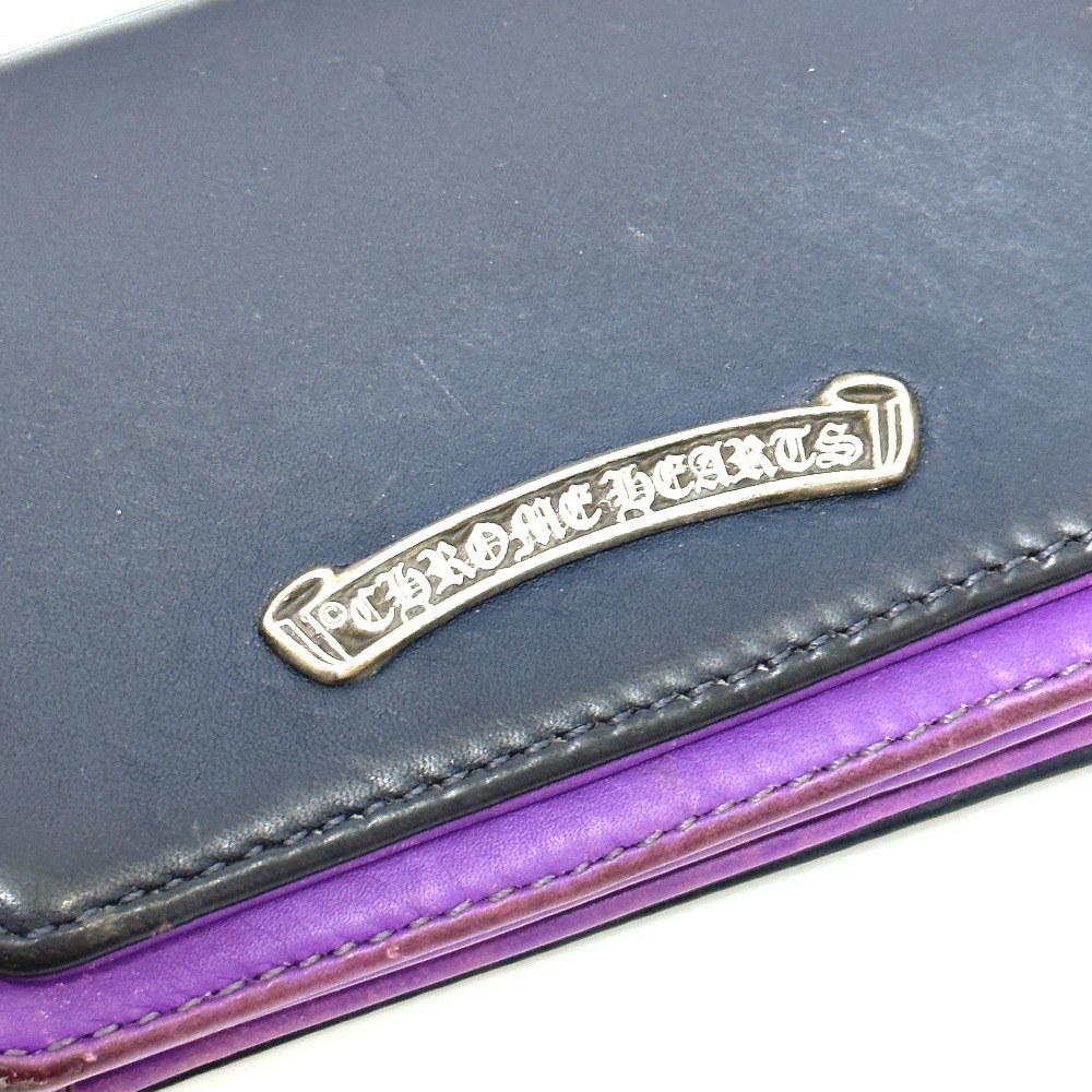 CHROME HEARTS クロムハーツ バイカラー ロゴ 2つ折り 名刺入れ パスケース カードケース レザー ブラック メンズ【中古】_画像7