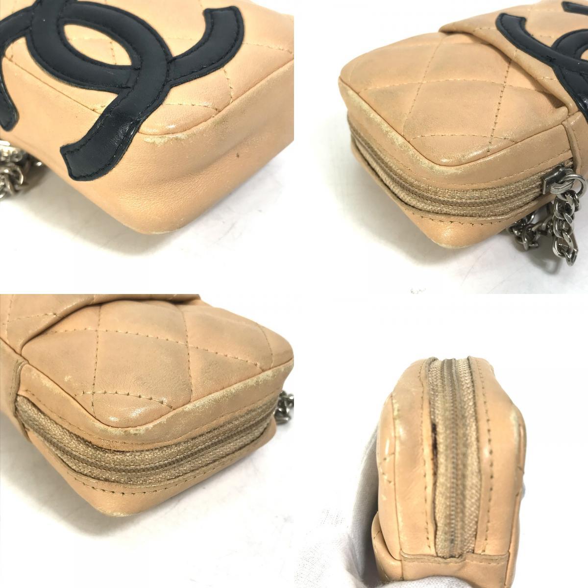 CHANEL シャネル A26732 カンボンライン CC ココマーク タバコケース ポーチ シガレットケース レザー ベージュ レディース【中古】_画像9