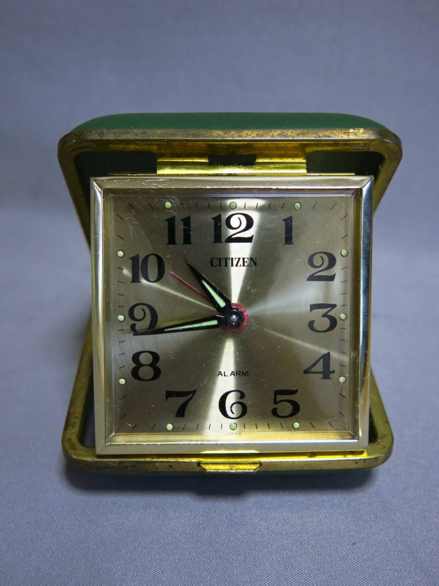 Showa Retro [CITIZEN Citizen travel alarm clock ( green Showa Retro [CITIZEN Citizen travel alarm clock ( green