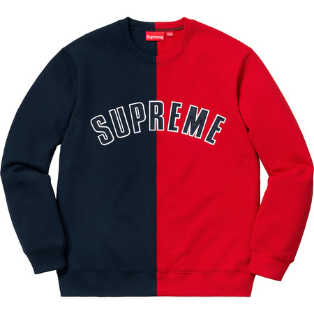 希少★新品本物【紺★M】★Split Crewneck Sweatshirt スプリット クルーネックスエット アーチロゴ 正規店購入 シュプリーム Supreme 18AW_画像1