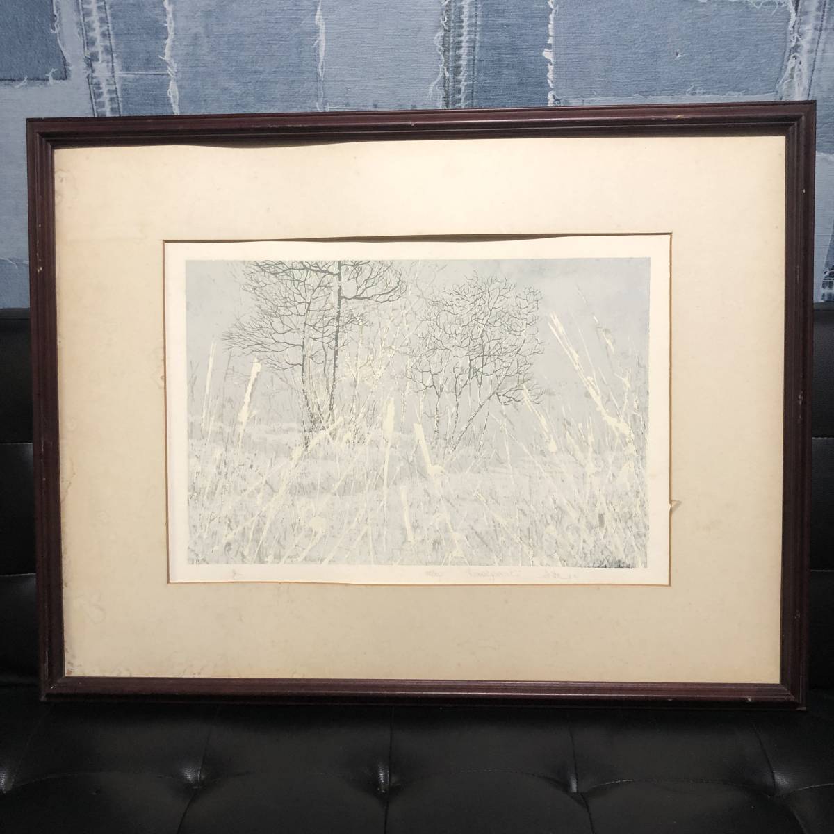 絵画美術リトグラフkohei gemenk作冬の森林風景185/200 鉛筆直筆