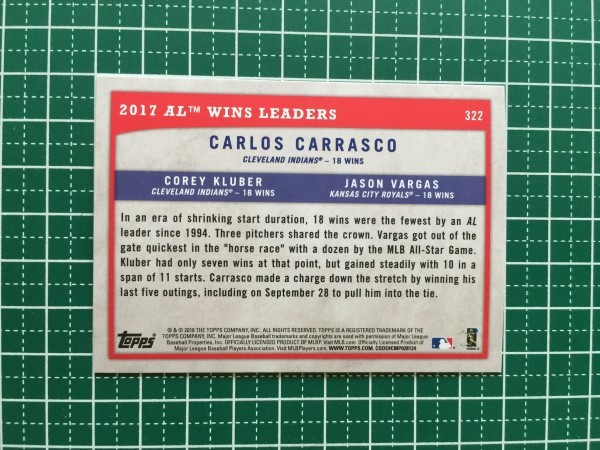 即決のみ！★TOPPS MLB 2018 BIG LEAGUE #322 カルロス・カラスコ/コーリー・クルーバー/ジェイソン・バルガス ベース 18★_画像2