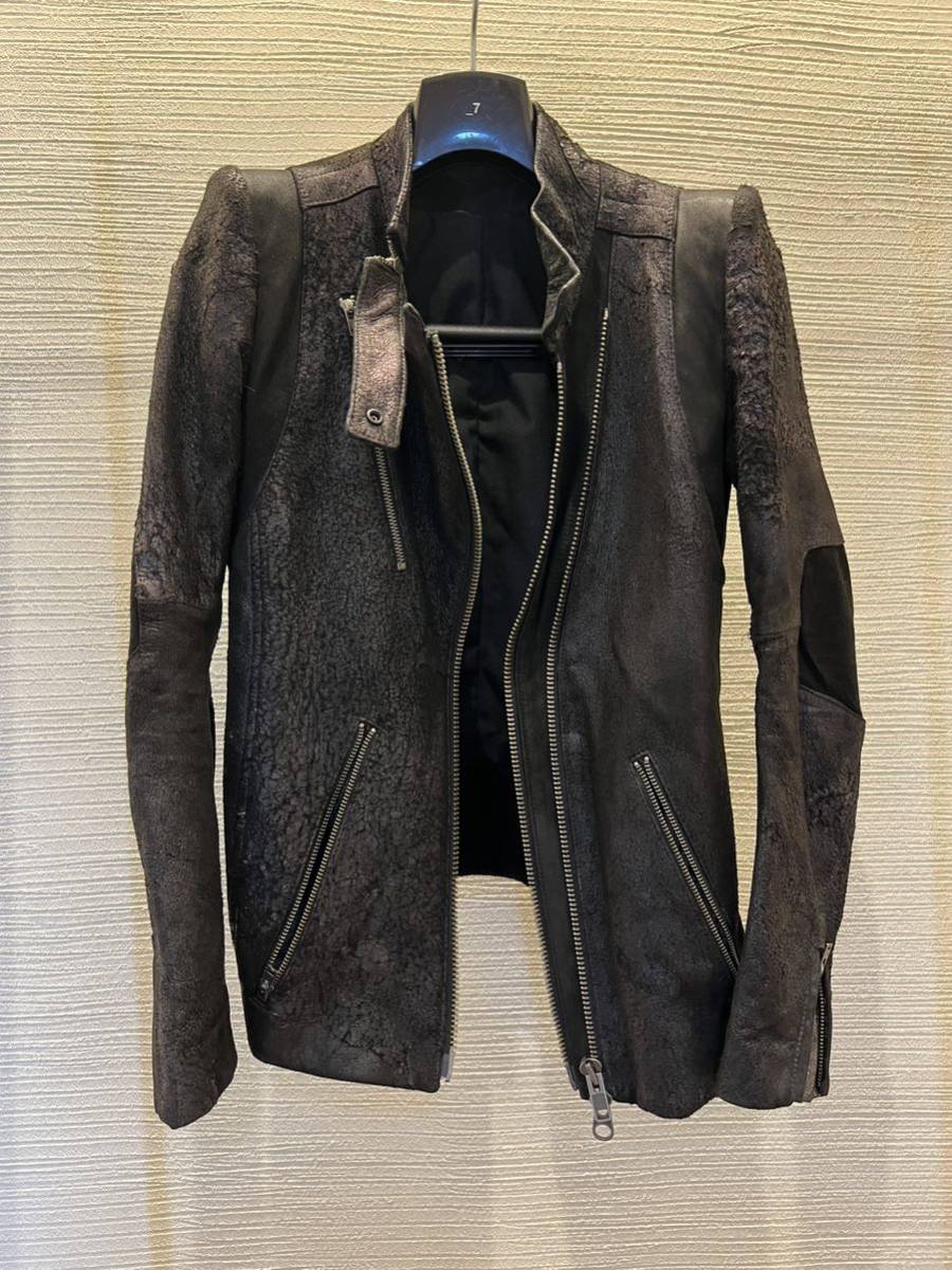 ifsixwasninete -тактный roi ламе кожа байкерская куртка 0 00s archive leather jacket riders l.g.b. goa rick owens kmrii