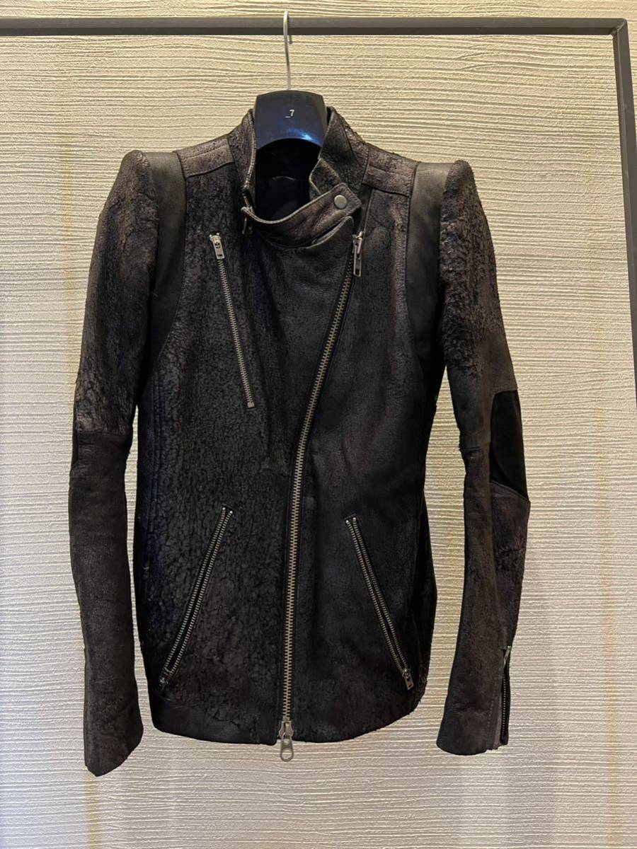 ifsixwasninete -тактный roi ламе кожа байкерская куртка 0 00s archive leather jacket riders l.g.b. goa rick owens kmrii