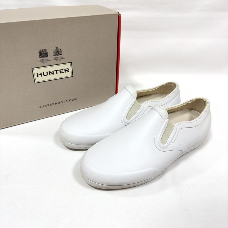 HUNTER ハンター W ORG REFINED PLIMSOLL プリムソール ローカット スリッポン レインシューズ ラバーシューズ ホワイト 白 UK5_画像1